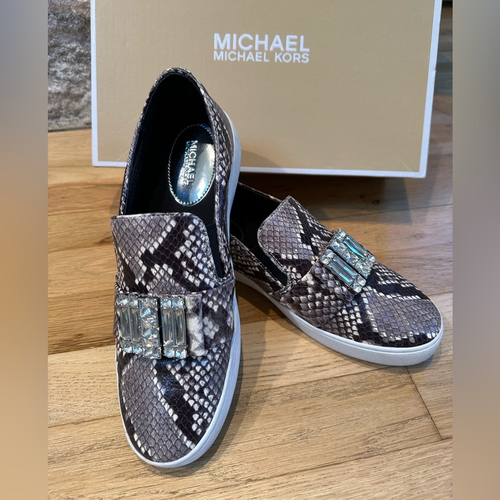 Michael Michael KORS Leather Python Slip On